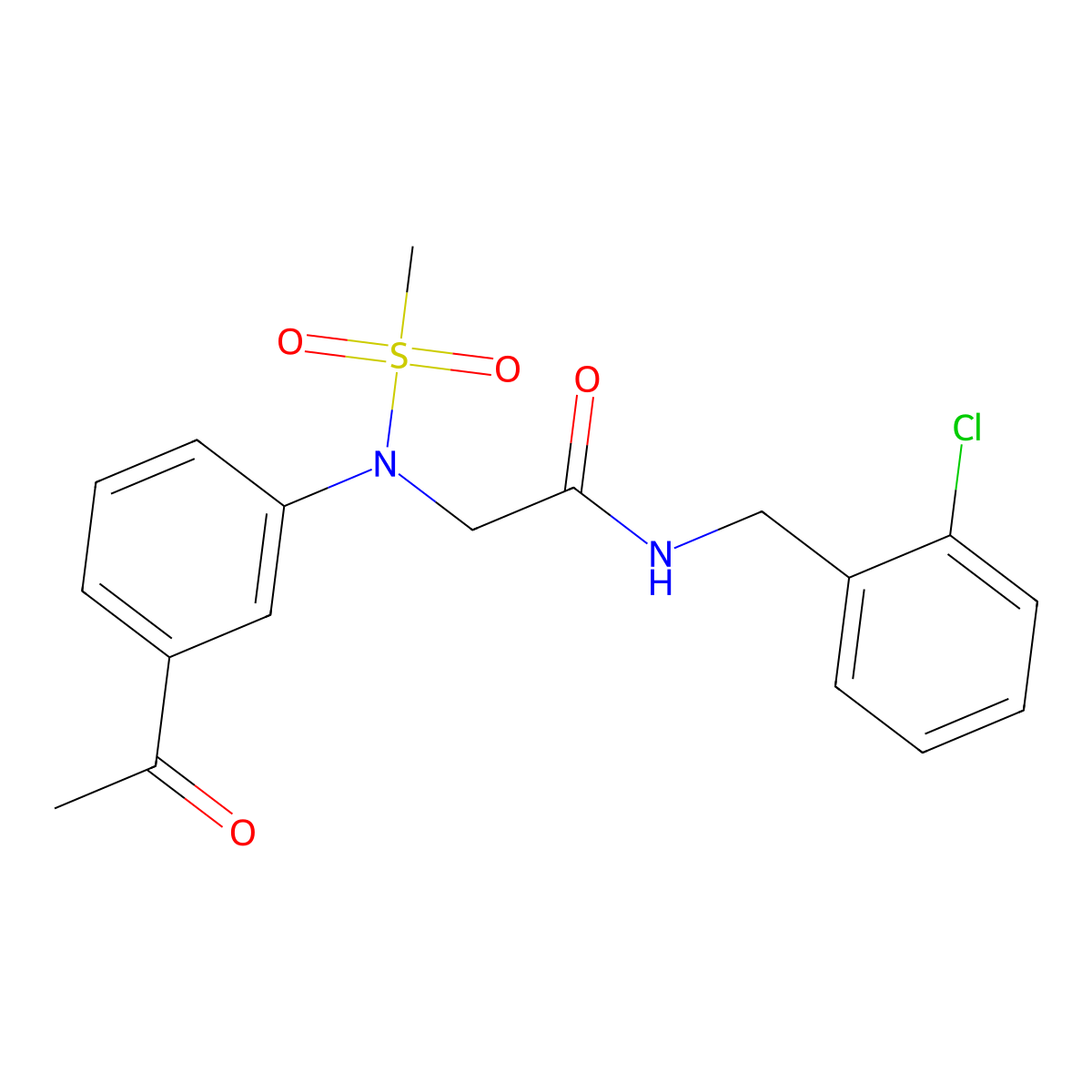 2-(3-acetyl-N-methylsulfonylanilino)-N-[(2-chlorophenyl)methyl]acetamide molecular structure, CAS 831237-00-4