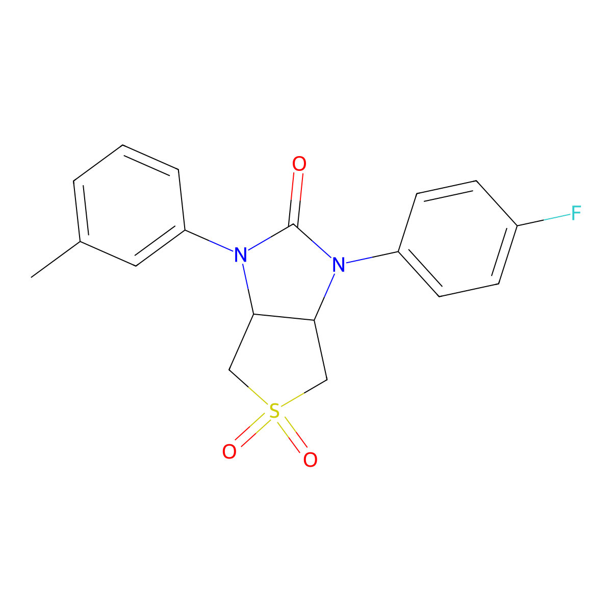 1-(4-fluorophenyl)-3-(m-tolyl)tetrahydro-1H-thieno[3,4-d]imidazol-2(3H)-one 5,5-dioxide molecular structure, CAS 831237-01-5