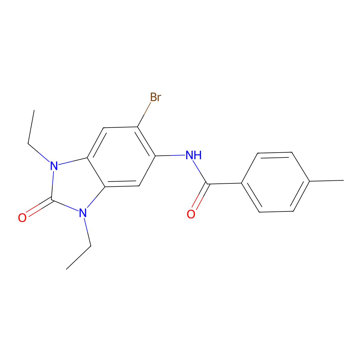 N-(6-bromo-1,3-diethyl-2-oxobenzimidazol-5-yl)-4-methylbenzamide molecular structure, CAS 831237-15-1