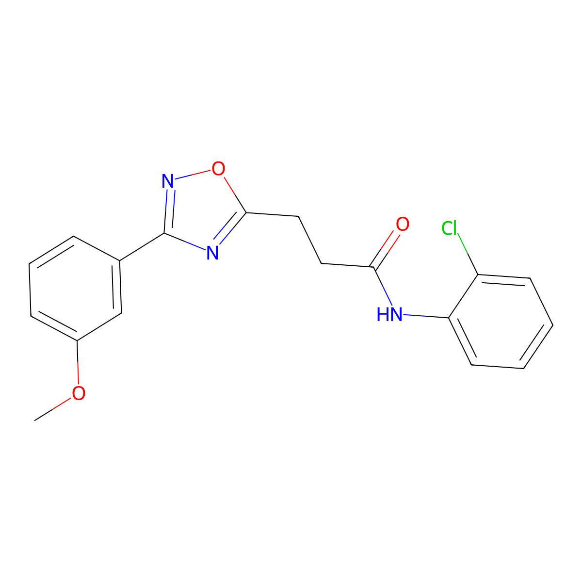 N-(2-chlorophenyl)-3-[3-(3-methoxyphenyl)-1,2,4-oxadiazol-5-yl]propanamide molecular structure, CAS 831237-36-6