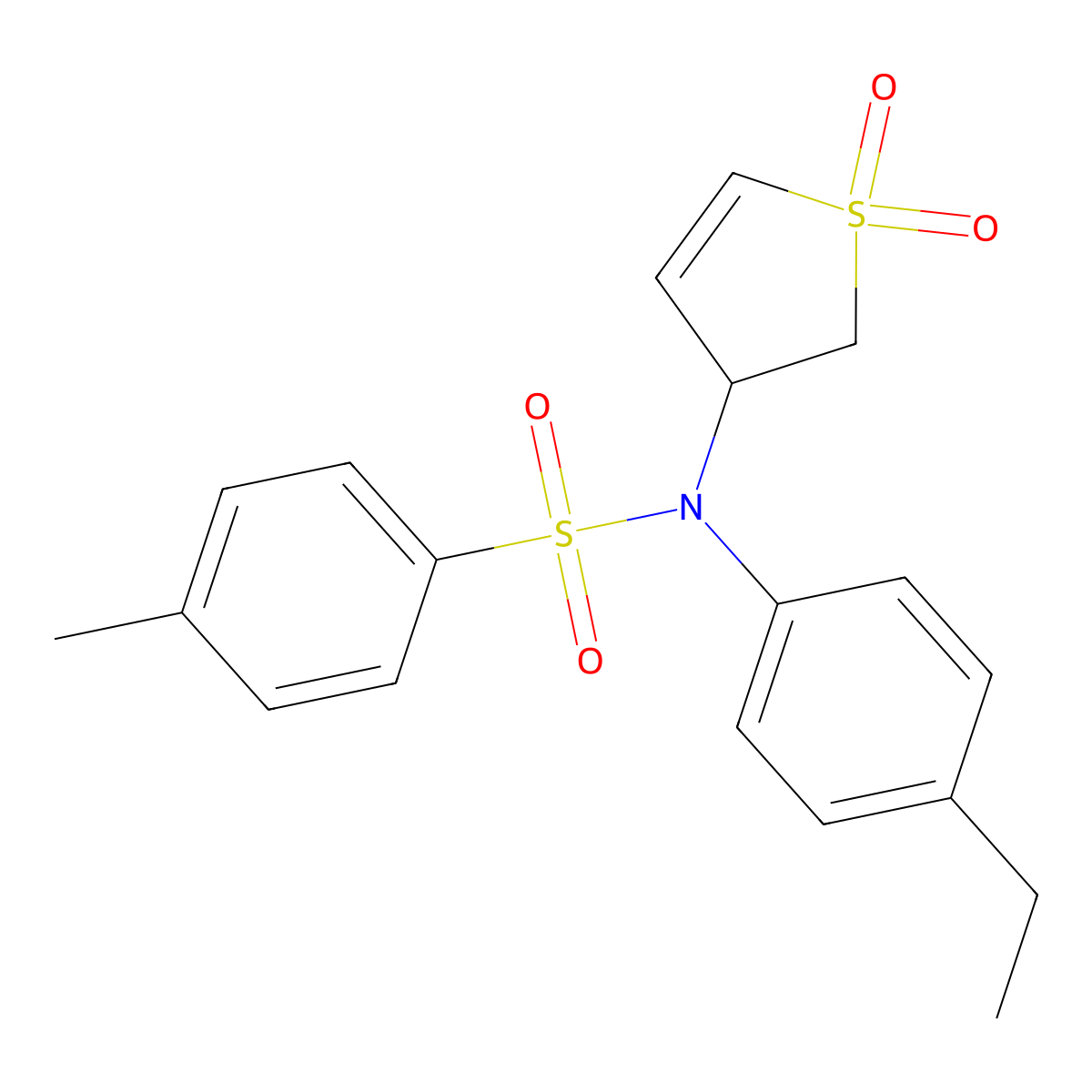 N-(1,1-dioxido-2,3-dihydro-3-thienyl)-N-(4-ethylphenyl)-4-methylbenzenesulfonamide molecular structure, CAS 831237-38-8