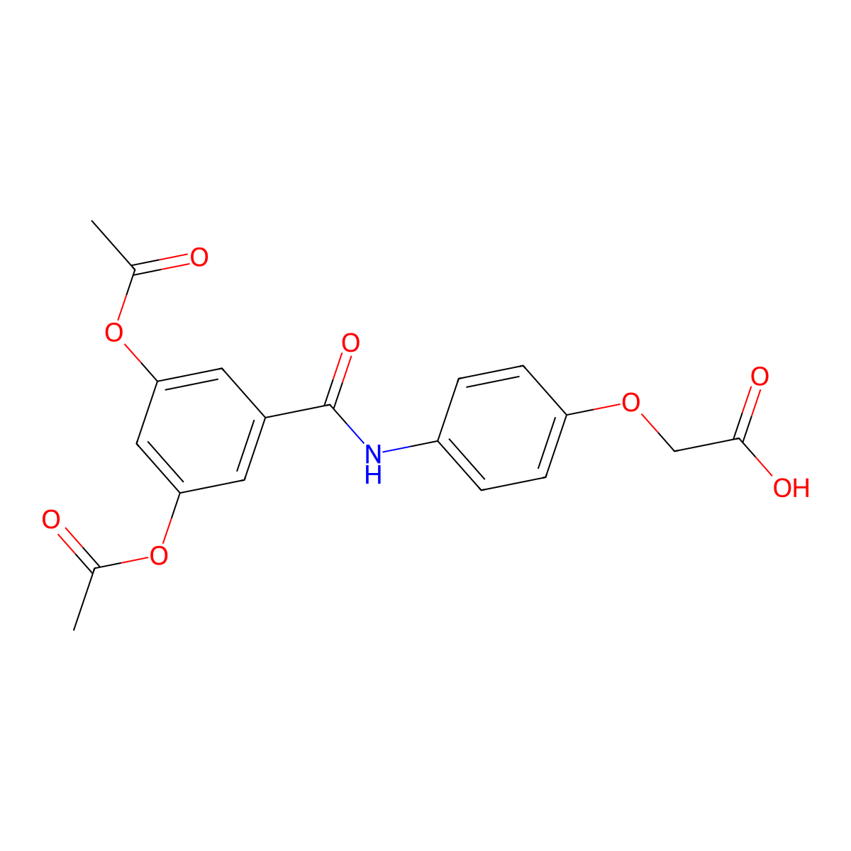 [4-({[3,5-Bis(acetyloxy)phenyl]carbonyl}amino)phenoxy]acetic acid molecular structure, CAS 831237-39-9