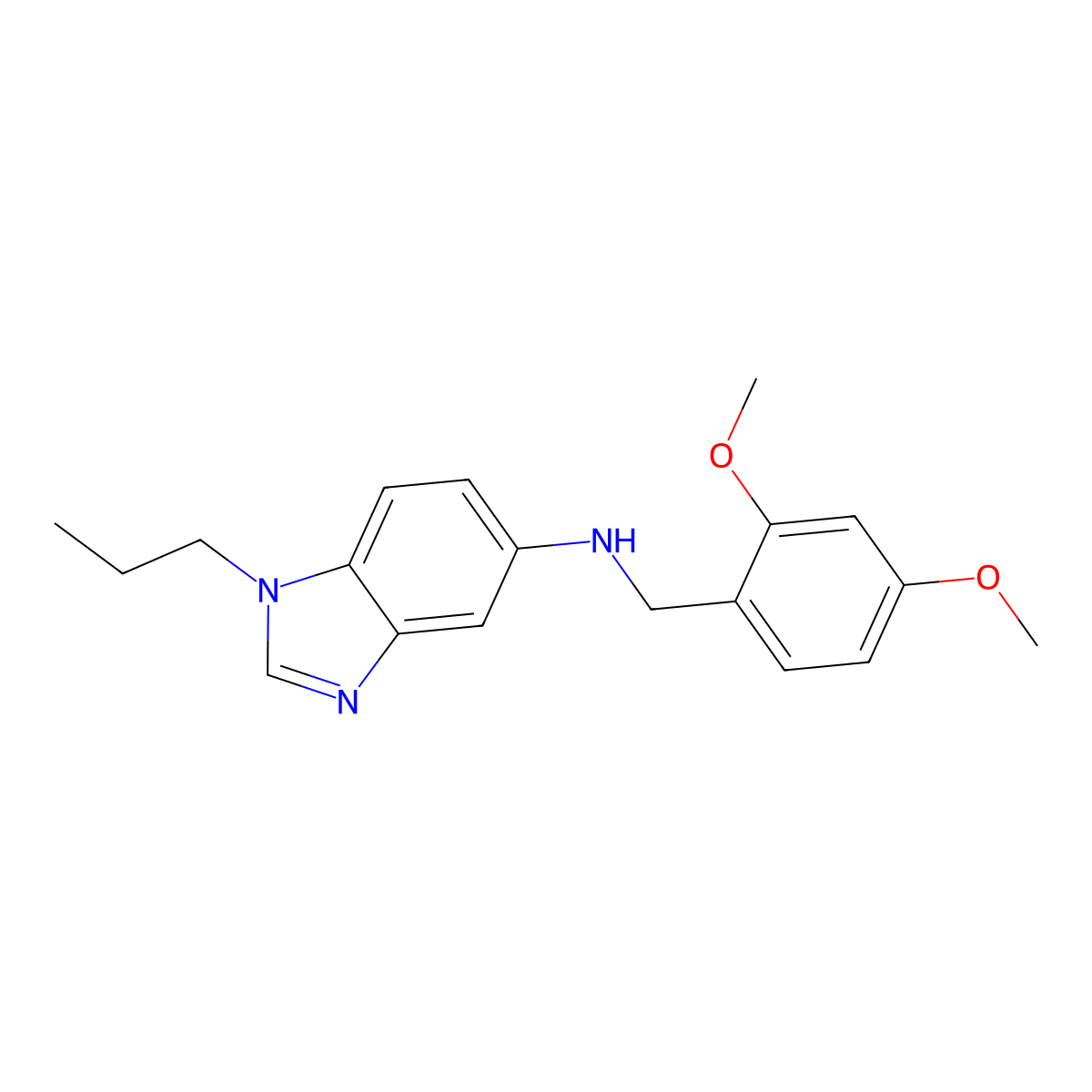 N-[(2,4-dimethoxyphenyl)methyl]-1-propylbenzimidazol-5-amine molecular structure, CAS 831237-48-0