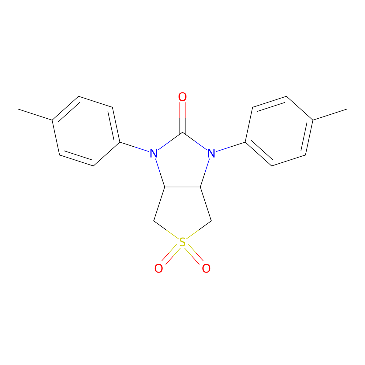 1,3-bis(4-methylphenyl)tetrahydro-1H-thieno[3,4-d]imidazol-2(3H)-one 5,5-dioxide molecular structure, CAS 831237-50-4