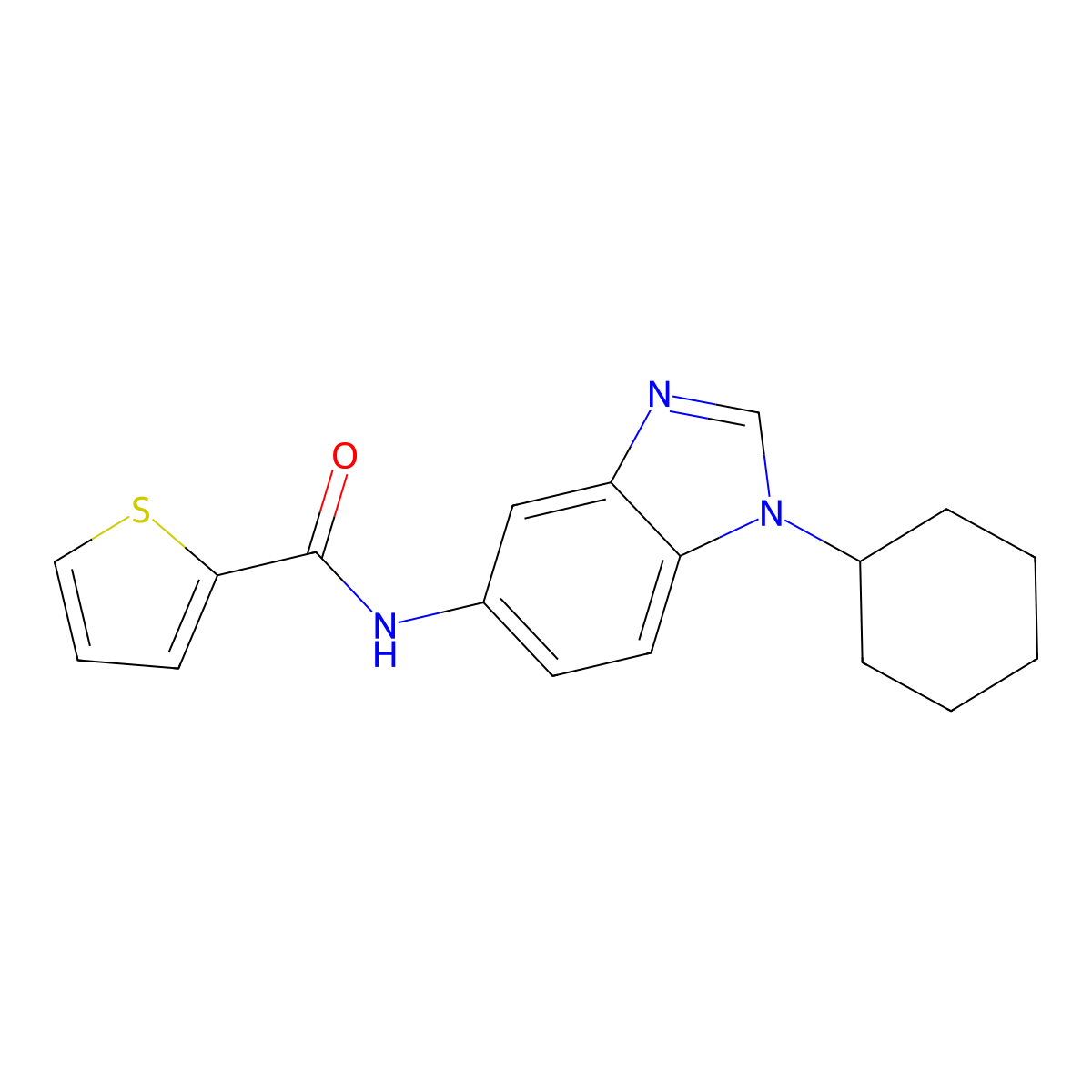 N-(1-cyclohexylbenzimidazol-5-yl)thiophene-2-carboxamide molecular structure, CAS 831237-53-7