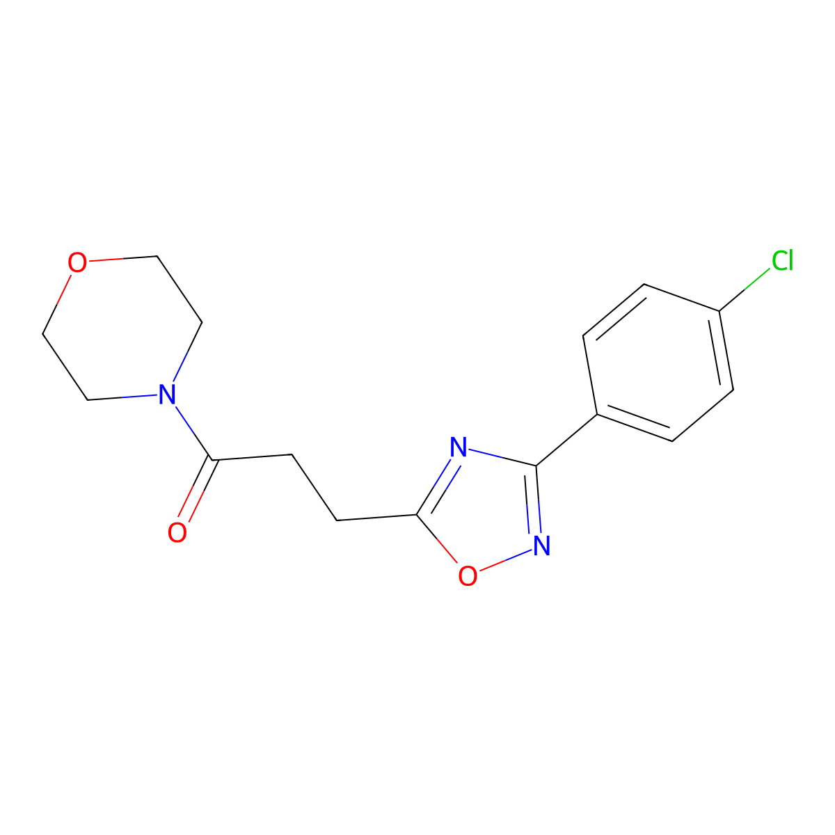 3-[3-(4-Chlorophenyl)-1,2,4-oxadiazol-5-yl]-1-morpholin-4-ylpropan-1-one molecular structure, CAS 831237-58-2
