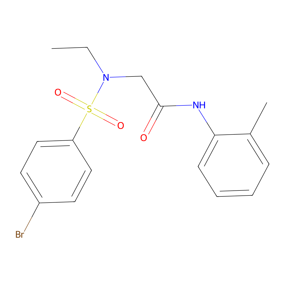 2-[(4-bromophenyl)sulfonyl-ethylamino]-N-(2-methylphenyl)acetamide molecular structure, CAS 831237-70-8