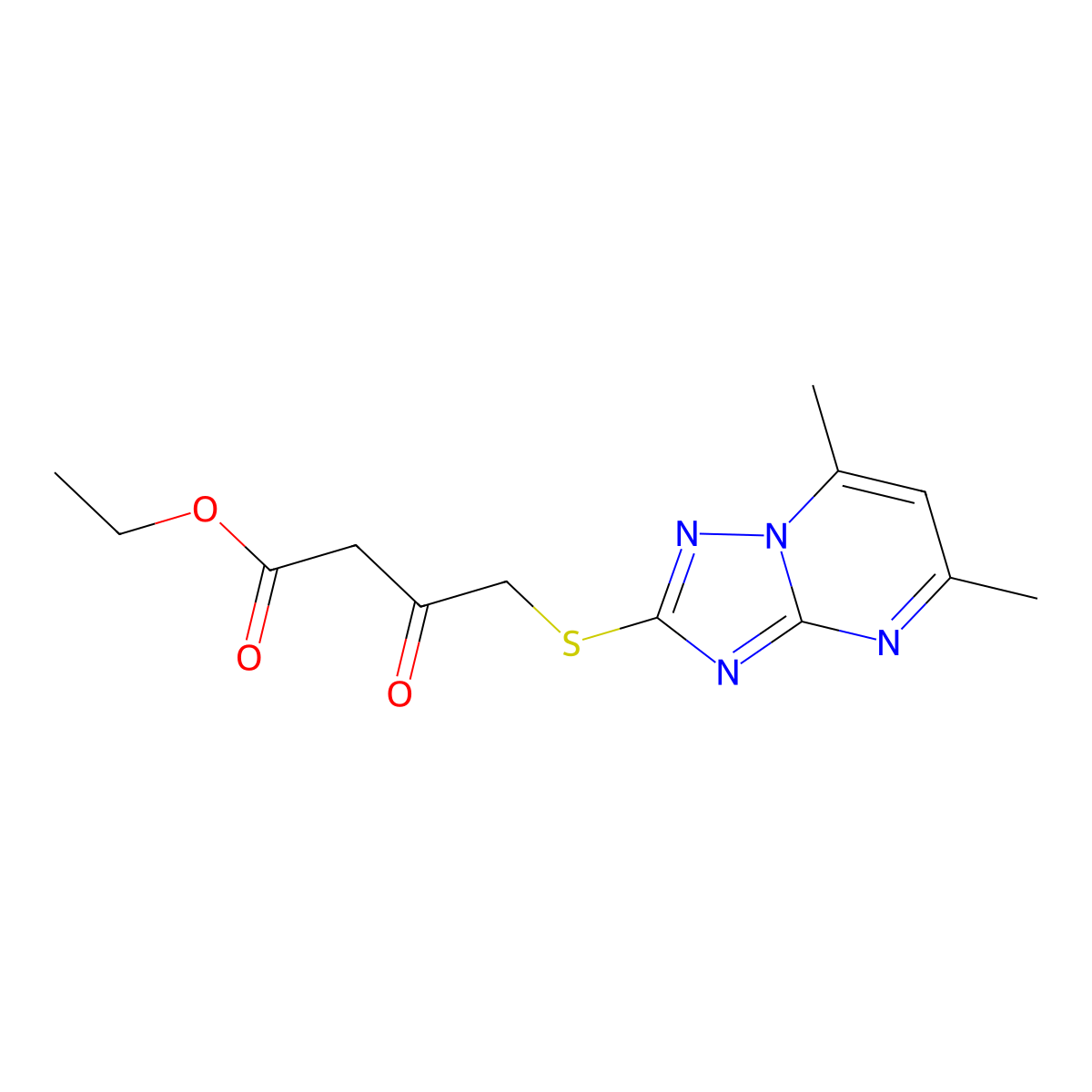 Ethyl 4-[(5,7-dimethyl[1,2,4]triazolo[1,5-a]pyrimidin-2-yl)thio]-3-oxobutanoate molecular structure, CAS 831237-83-3