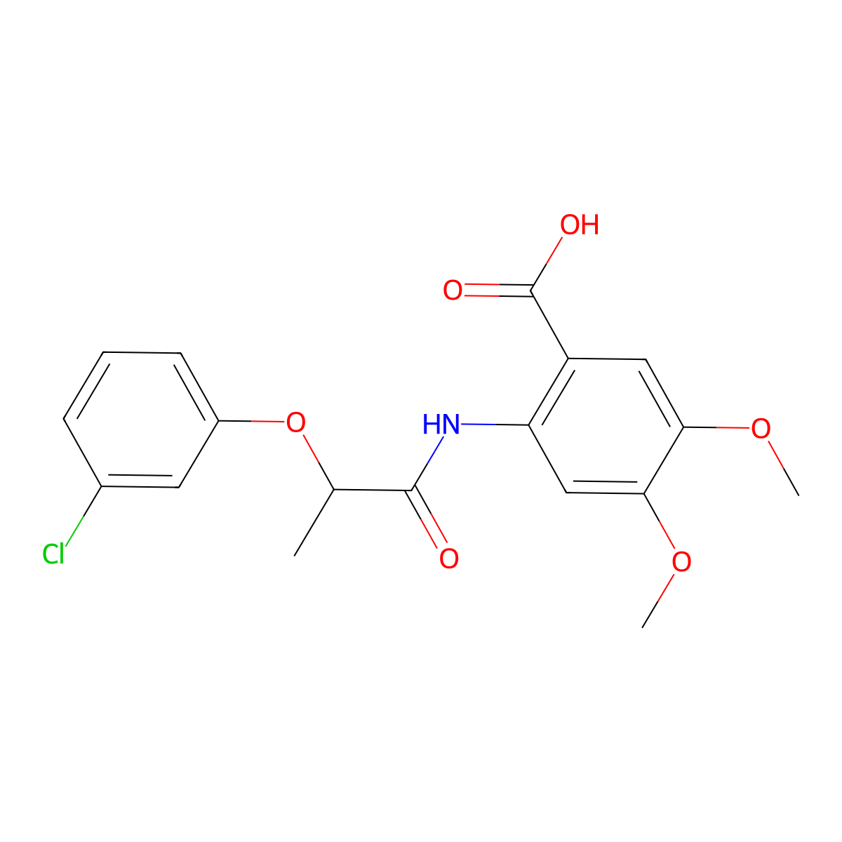 2-{[2-(3-Chlorophenoxy)propanoyl]amino}-4,5-dimethoxybenzoic acid molecular structure, CAS 831237-95-7