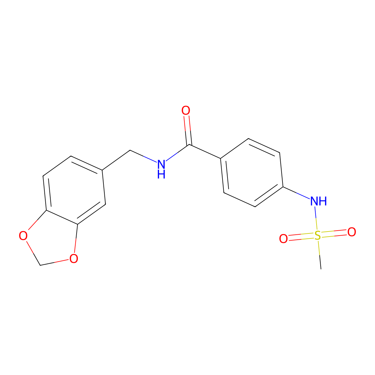 N-(1,3-benzodioxol-5-ylmethyl)-4-[(methylsulfonyl)amino]benzamide molecular structure, CAS 831238-01-8