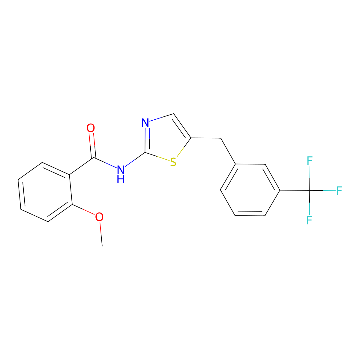 2-Methoxy-N-(5-{[3-(trifluoromethyl)phenyl]methyl}-1,3-thiazol-2-YL)benzamide molecular structure, CAS 831238-04-1