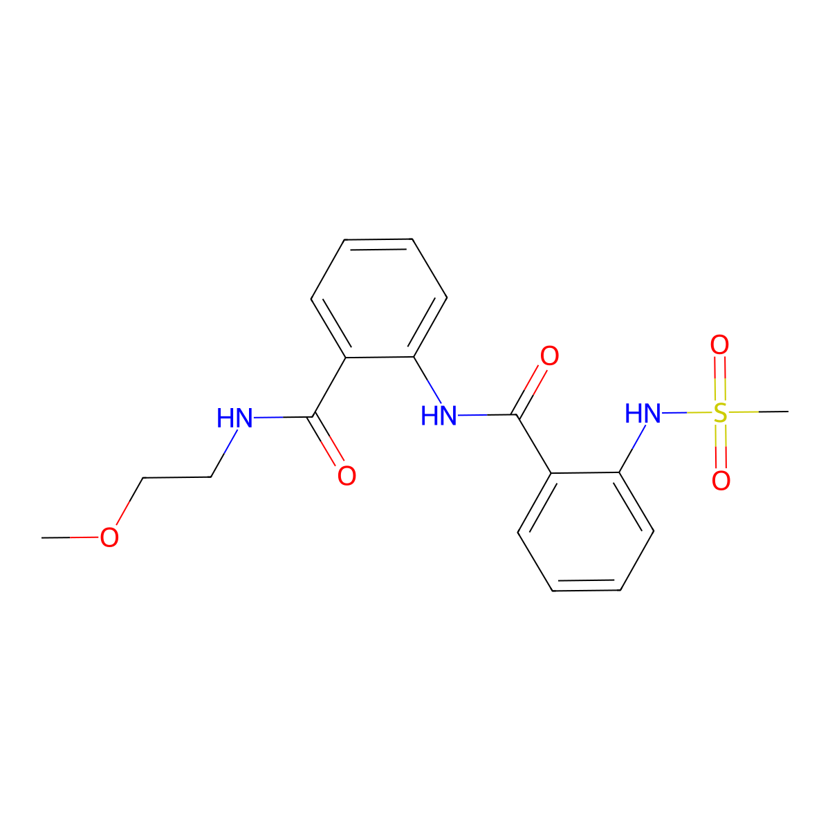 2-[[2-(methanesulfonamido)benzoyl]amino]-N-(2-methoxyethyl)benzamide molecular structure, CAS 831238-10-9
