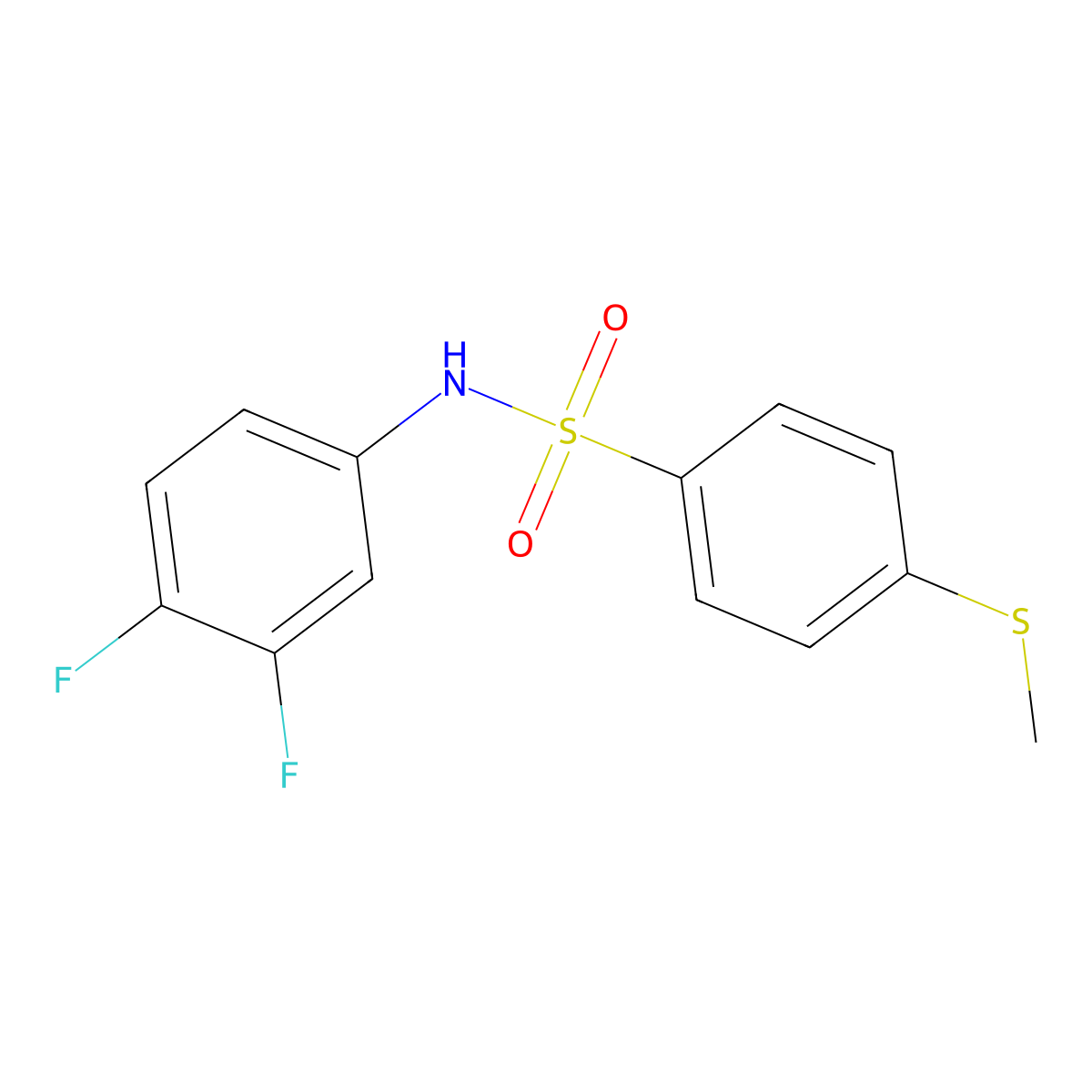 N-(3,4-difluorophenyl)-4-methylsulfanylbenzenesulfonamide molecular structure, CAS 831238-13-2