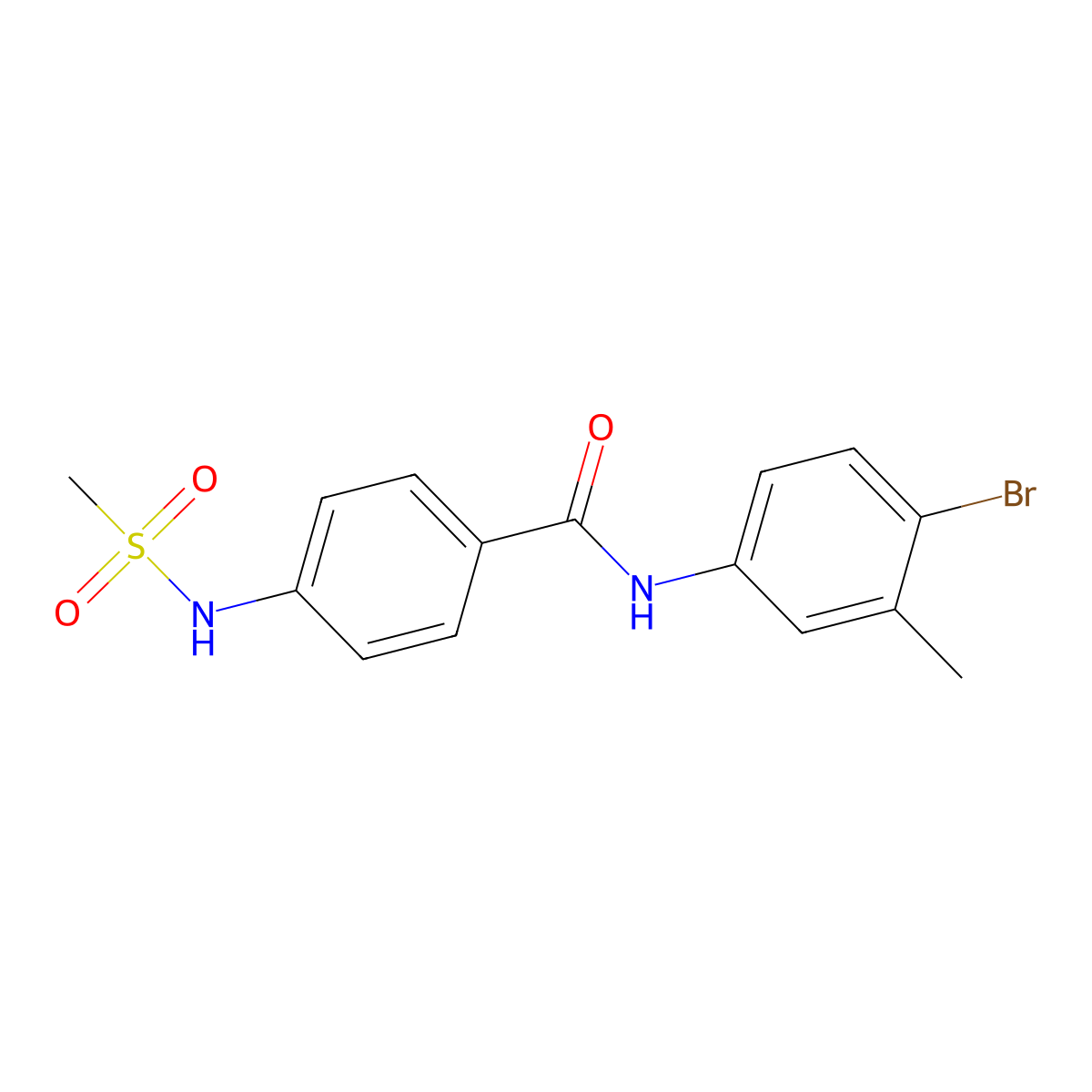 N-(4-bromo-3-methylphenyl)-4-(methanesulfonamido)benzamide molecular structure, CAS 831238-23-4