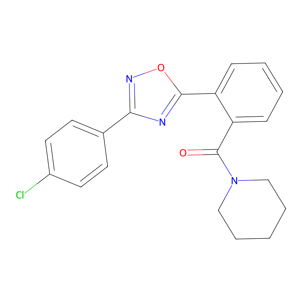 [2-[3-(4-Chlorophenyl)-1,2,4-oxadiazol-5-yl]phenyl]-piperidin-1-ylmethanone molecular structure, CAS 831238-30-3