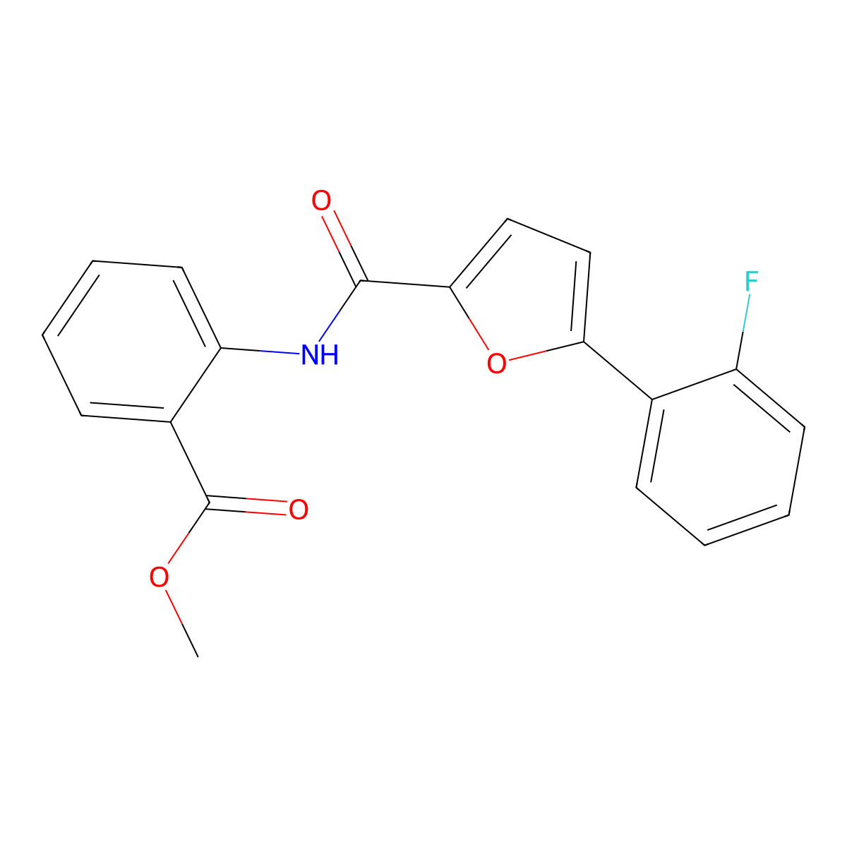 Methyl 2-{[5-(2-fluorophenyl)-2-furoyl]amino}benzoate molecular structure, CAS 831238-36-9