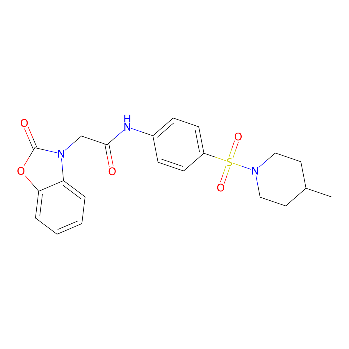 N-[4-(4-methylpiperidin-1-yl)sulfonylphenyl]-2-(2-oxo-1,3-benzoxazol-3-yl)acetamide molecular structure, CAS 831238-58-5