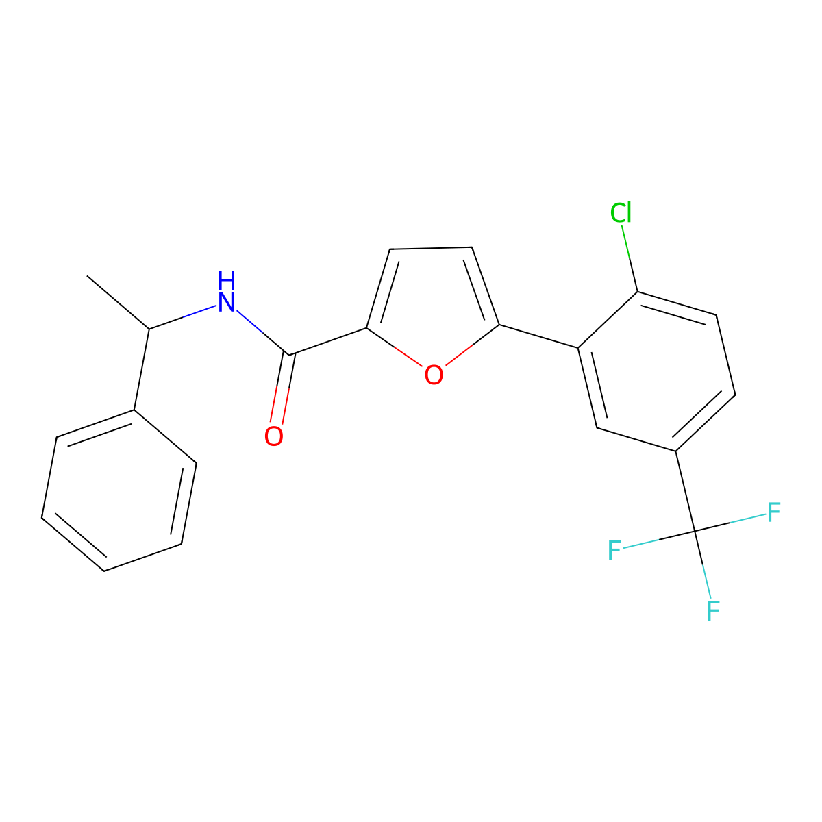 5-[2-chloro-5-(trifluoromethyl)phenyl]-N-(1-phenylethyl)furan-2-carboxamide molecular structure, CAS 831239-24-8