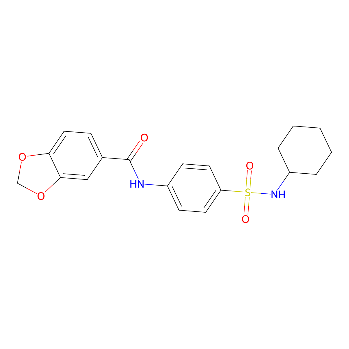 N-[4-(cyclohexylsulfamoyl)phenyl]-1,3-benzodioxole-5-carboxamide molecular structure, CAS 831239-31-7