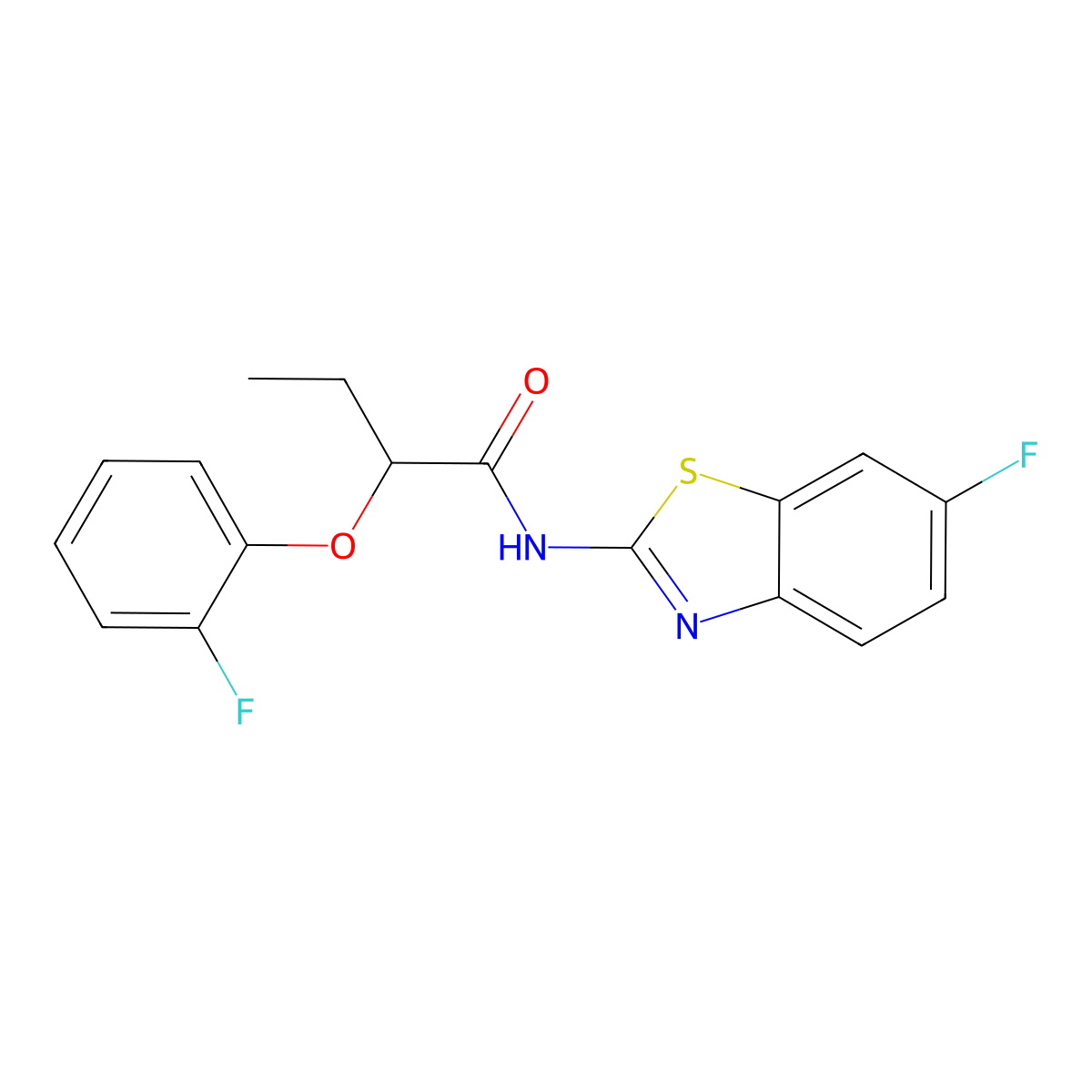 N-(6-fluoro-1,3-benzothiazol-2-yl)-2-(2-fluorophenoxy)butanamide molecular structure, CAS 831239-34-0