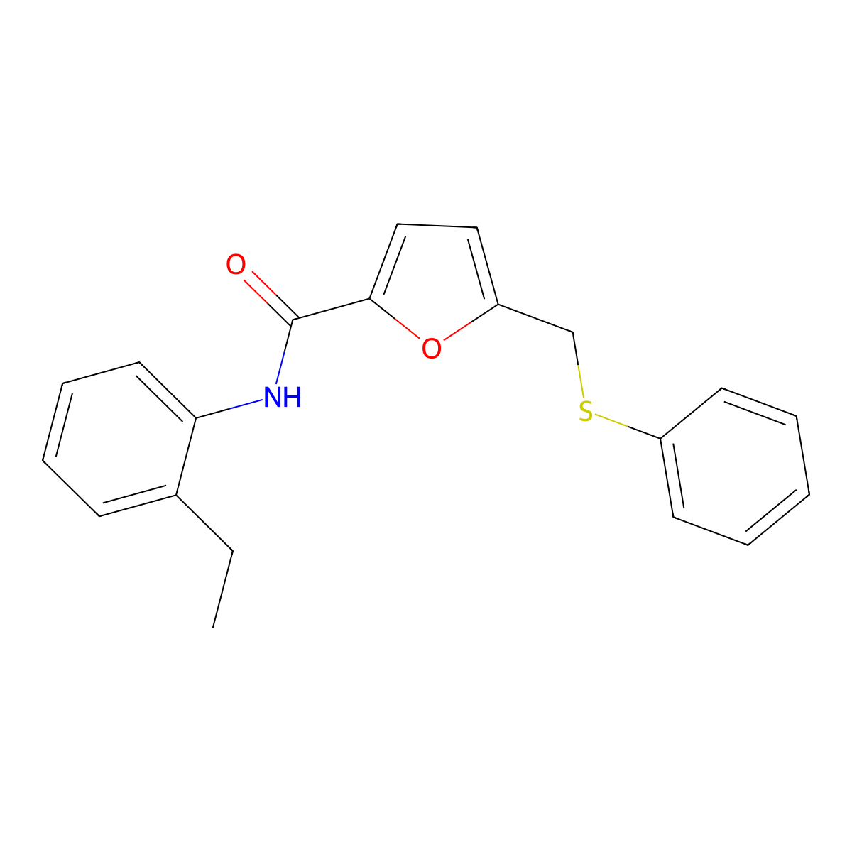 N-(2-ethylphenyl)-5-(phenylsulfanylmethyl)furan-2-carboxamide molecular structure, CAS 831239-65-7