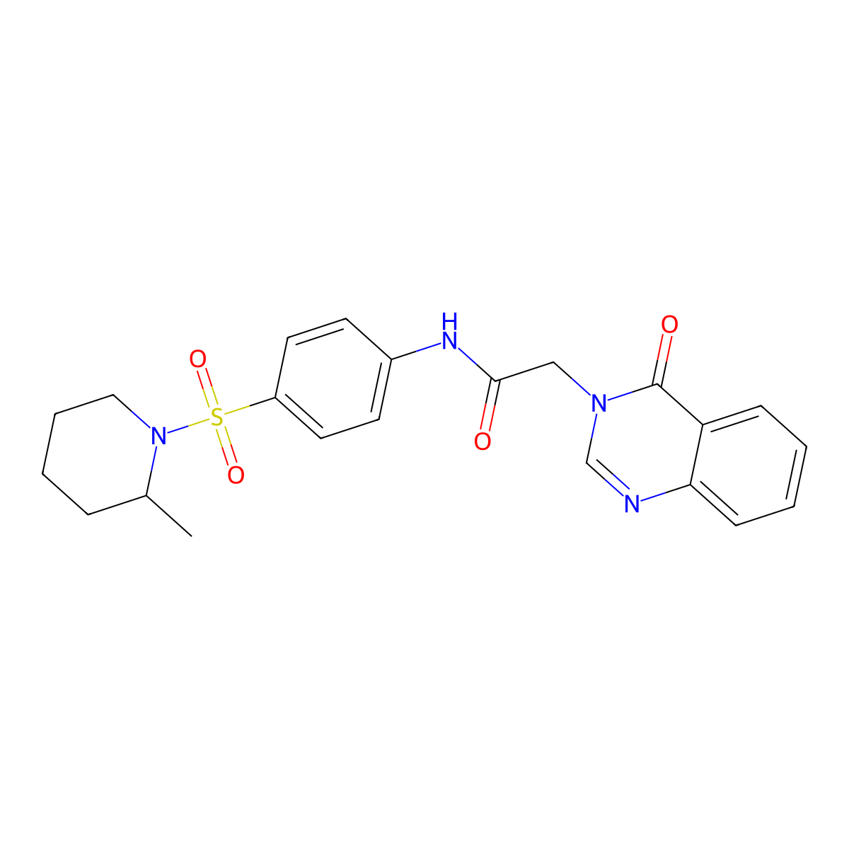 N-[4-(2-methylpiperidin-1-yl)sulfonylphenyl]-2-(4-oxoquinazolin-3-yl)acetamide molecular structure, CAS 831239-79-3