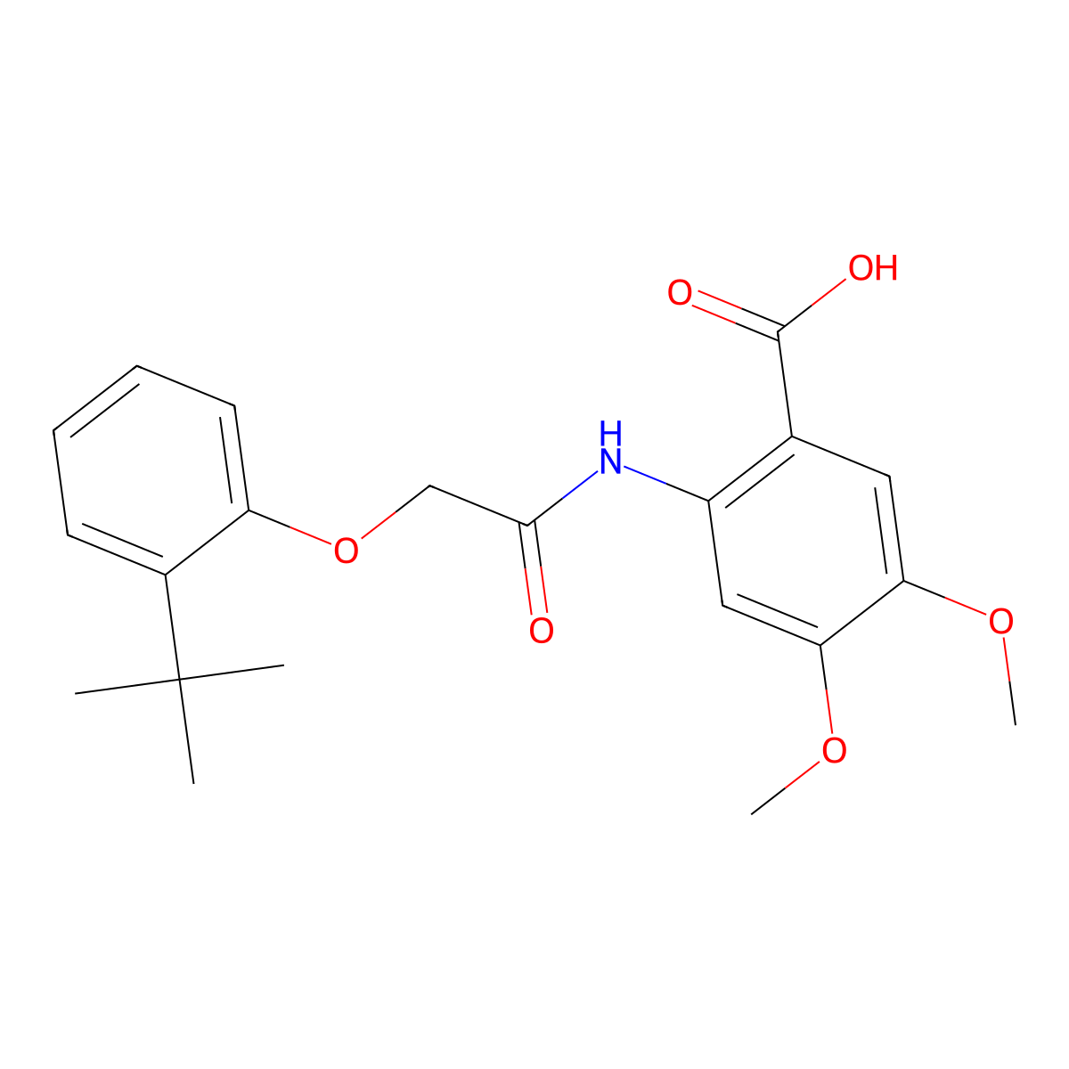 2-{[(2-Tert-butylphenoxy)acetyl]amino}-4,5-dimethoxybenzoic acid molecular structure, CAS 831239-82-8