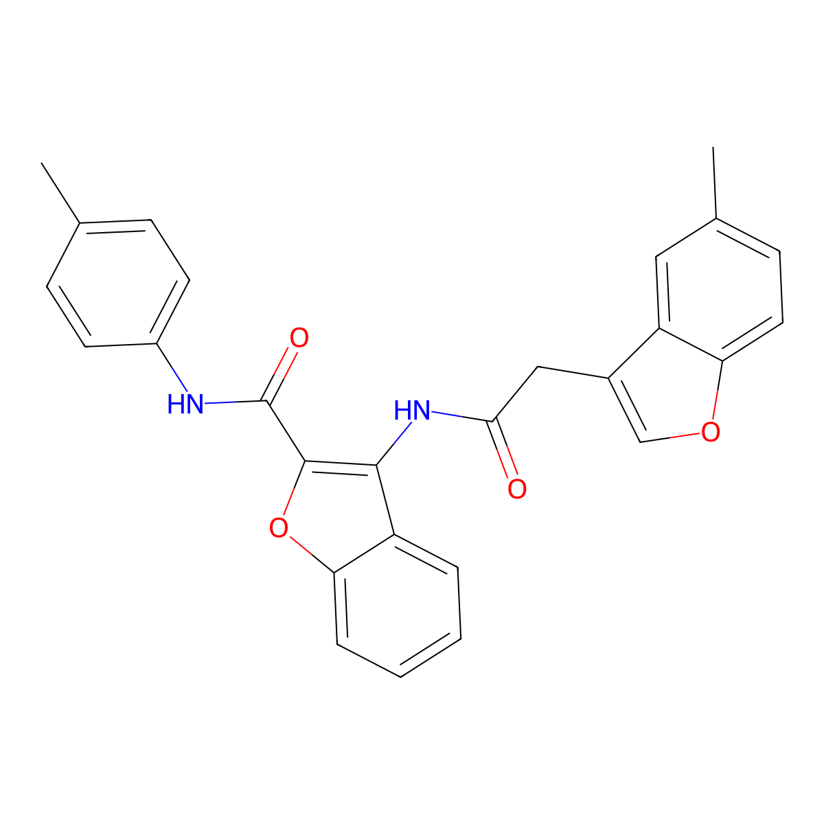3-[[2-(5-methyl-1-benzofuran-3-yl)acetyl]amino]-N-(4-methylphenyl)-1-benzofuran-2-carboxamide molecular structure, CAS 831239-95-3