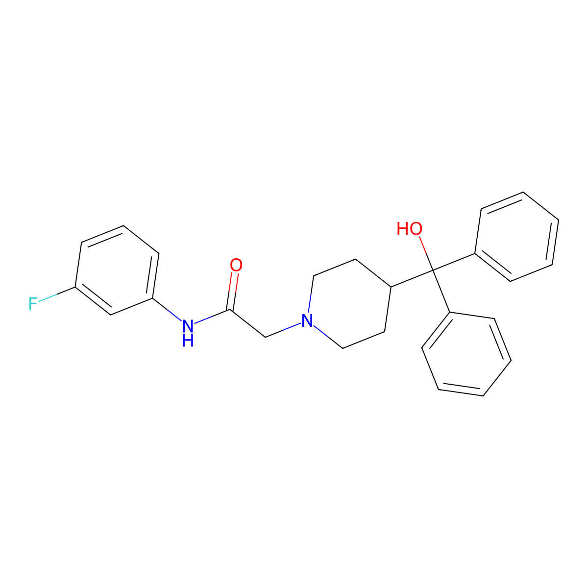 N-(3-fluorophenyl)-2-{4-[hydroxy(diphenyl)methyl]piperidin-1-yl}acetamide molecular structure, CAS 831240-08-5