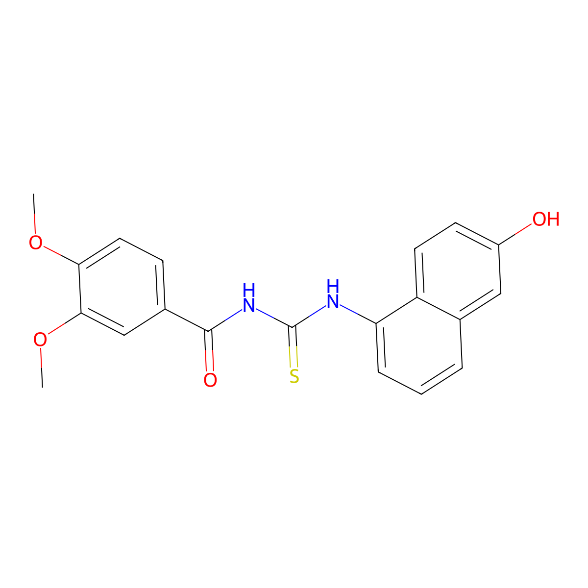 N-[(6-hydroxynaphthalen-1-yl)carbamothioyl]-3,4-dimethoxybenzamide molecular structure, CAS 831240-14-3