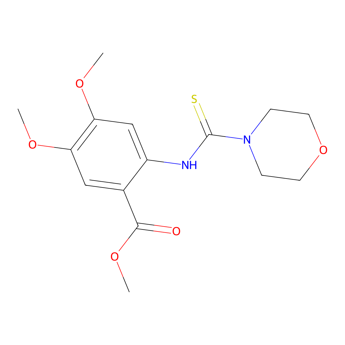 Methyl 4,5-dimethoxy-2-[(morpholin-4-ylcarbonothioyl)amino]benzoate molecular structure, CAS 831240-17-6