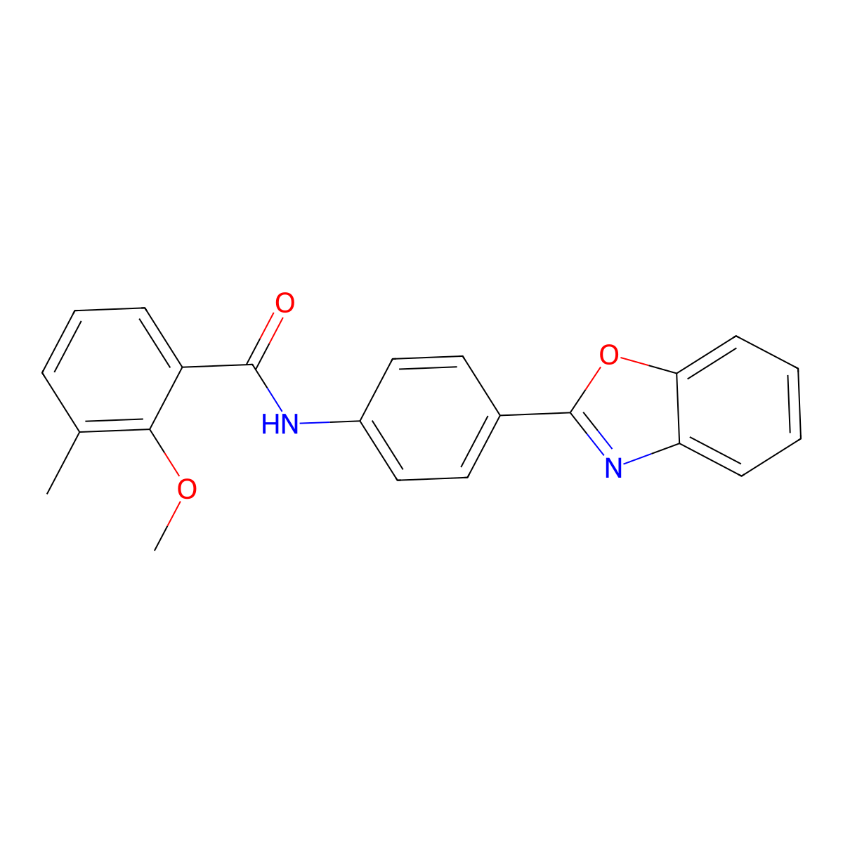 N-[4-(1,3-benzoxazol-2-yl)phenyl]-2-methoxy-3-methylbenzamide molecular structure, CAS 831240-26-7