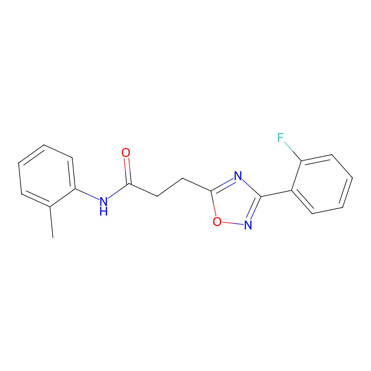 3-[3-(2-fluorophenyl)-1,2,4-oxadiazol-5-yl]-N-(2-methylphenyl)propanamide molecular structure, CAS 831240-37-0