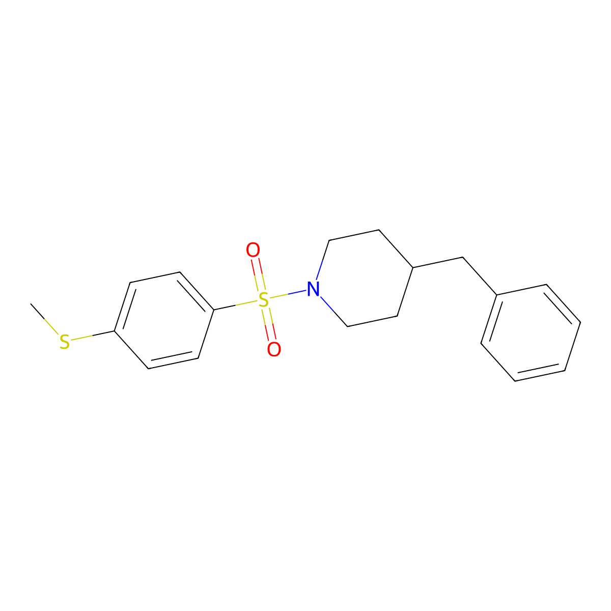 4-Benzyl-1-(4-methylsulfanylphenyl)sulfonylpiperidine molecular structure, CAS 831240-55-2