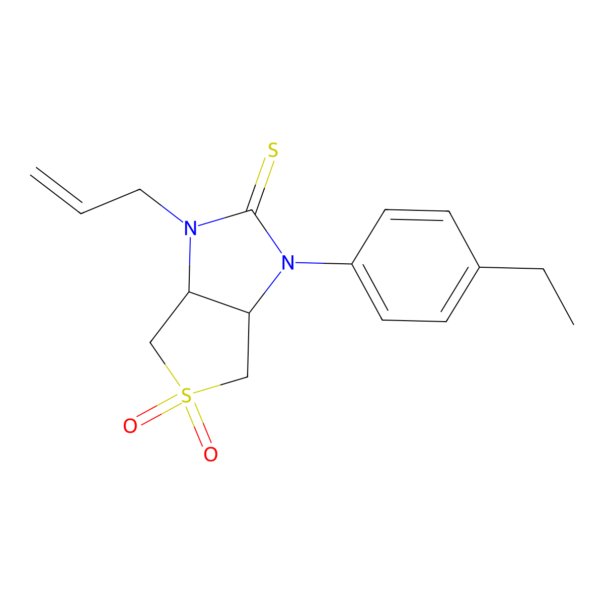 1-allyl-3-(4-ethylphenyl)tetrahydro-1H-thieno[3,4-d]imidazole-2(3H)-thione 5,5-dioxide molecular structure, CAS 831240-76-7