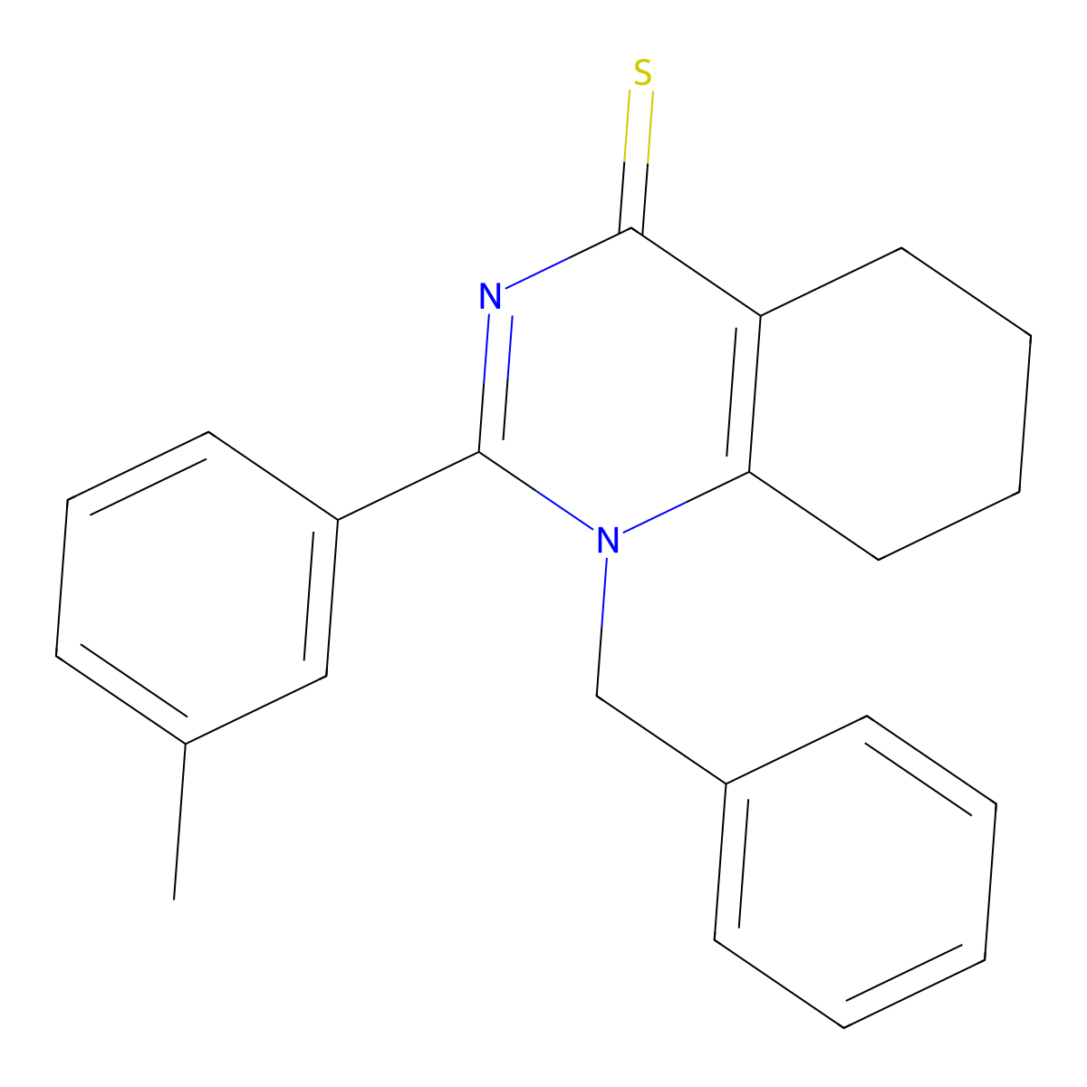 1-Benzyl-2-(3-methylphenyl)-5,6,7,8-tetrahydroquinazoline-4-thione molecular structure, CAS 831240-85-8