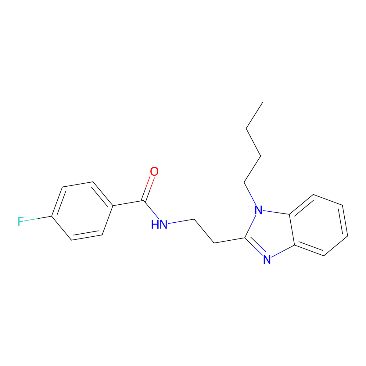 N-[2-(1-butyl-1H-benzimidazol-2-yl)ethyl]-4-fluorobenzamide molecular structure, CAS 831241-06-6