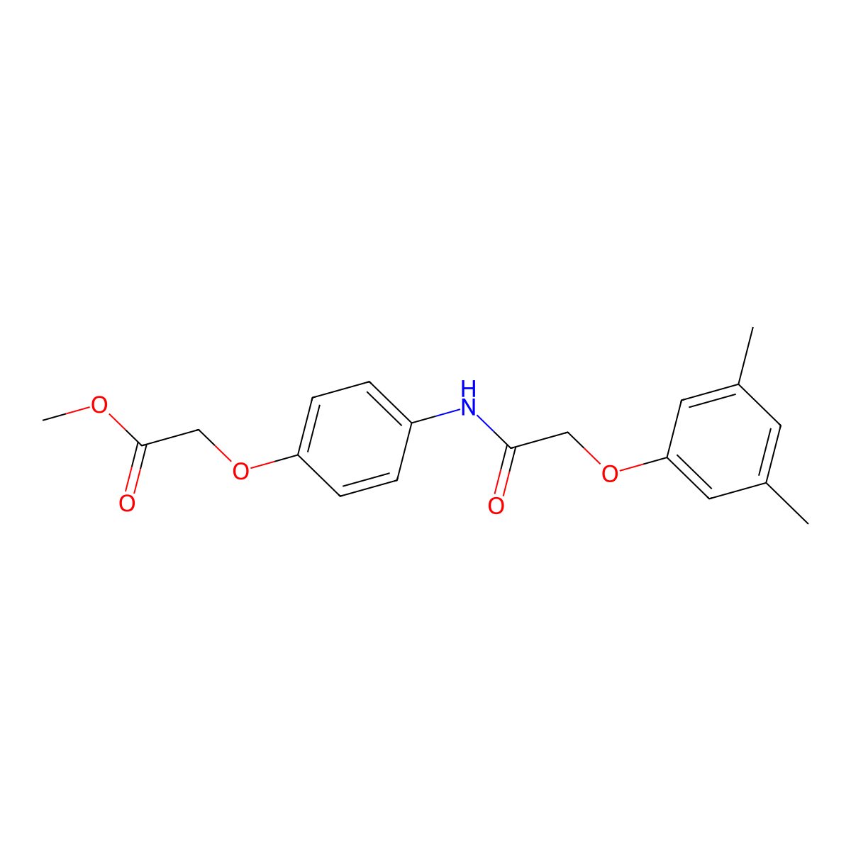 Methyl (4-{[(3,5-dimethylphenoxy)acetyl]amino}phenoxy)acetate molecular structure, CAS 831241-16-8