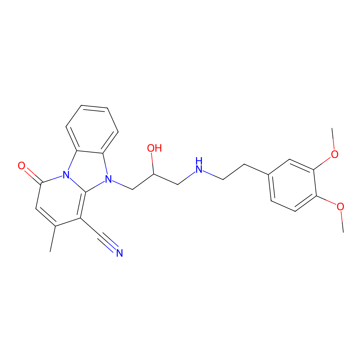 5-(3-{[2-(3,4-Dimethoxyphenyl)ethyl]amino}-2-hydroxypropyl)-3-methyl-1-oxo-1,5-dihydropyrido[1,2-a]benzimidazole-4-carbonitrile molecular structure, CAS 831241-19-1