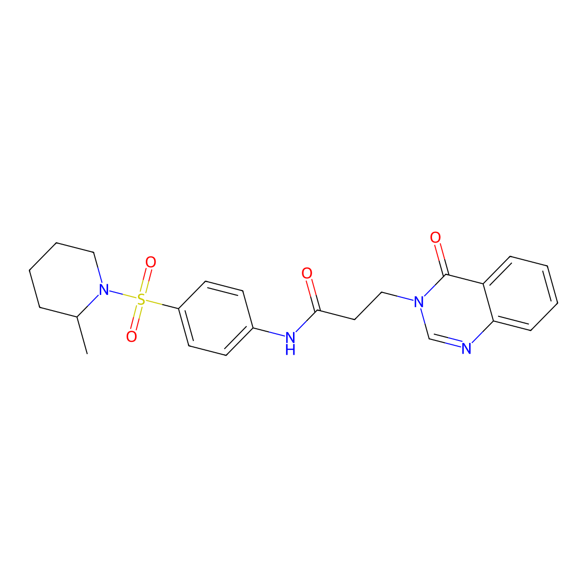 N-[4-(2-methylpiperidin-1-yl)sulfonylphenyl]-3-(4-oxoquinazolin-3-yl)propanamide molecular structure, CAS 831241-31-7
