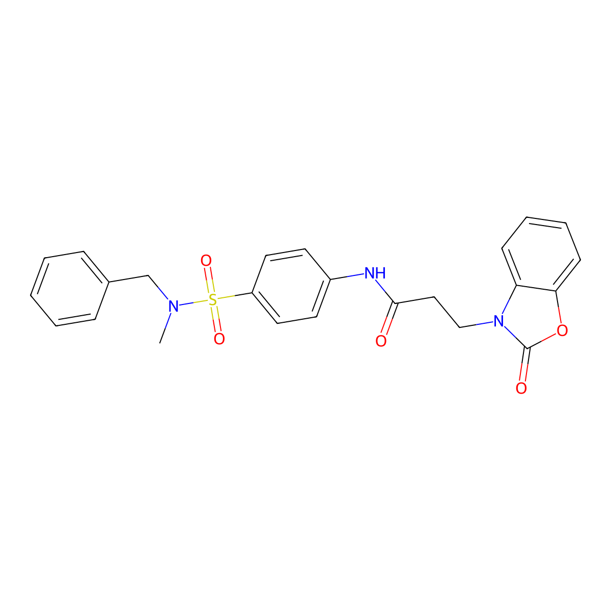 N-[4-[benzyl(methyl)sulfamoyl]phenyl]-3-(2-oxo-1,3-benzoxazol-3-yl)propanamide molecular structure, CAS 831241-41-9