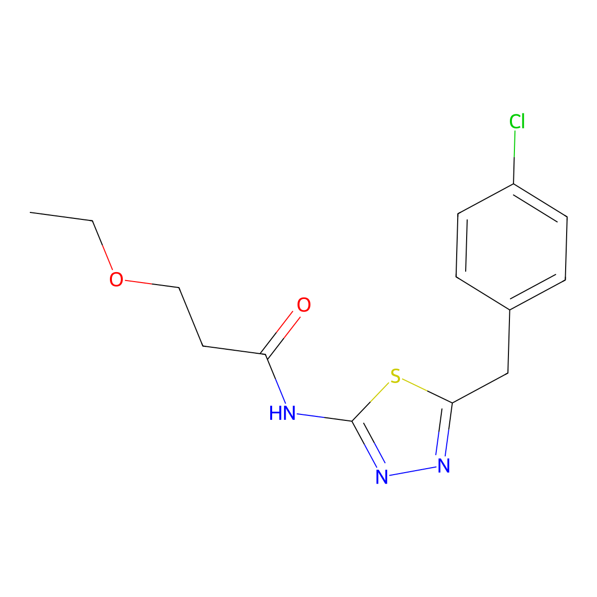 N-[5-[(4-chlorophenyl)methyl]-1,3,4-thiadiazol-2-yl]-3-ethoxypropanamide molecular structure, CAS 831241-54-4