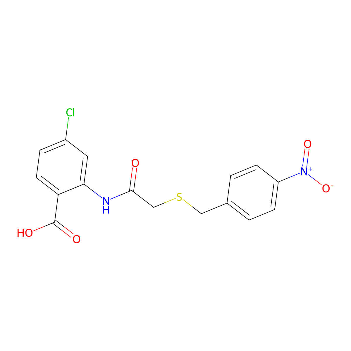 4-Chloro-2-({[(4-nitrobenzyl)sulfanyl]acetyl}amino)benzoic acid molecular structure, CAS 831241-63-5
