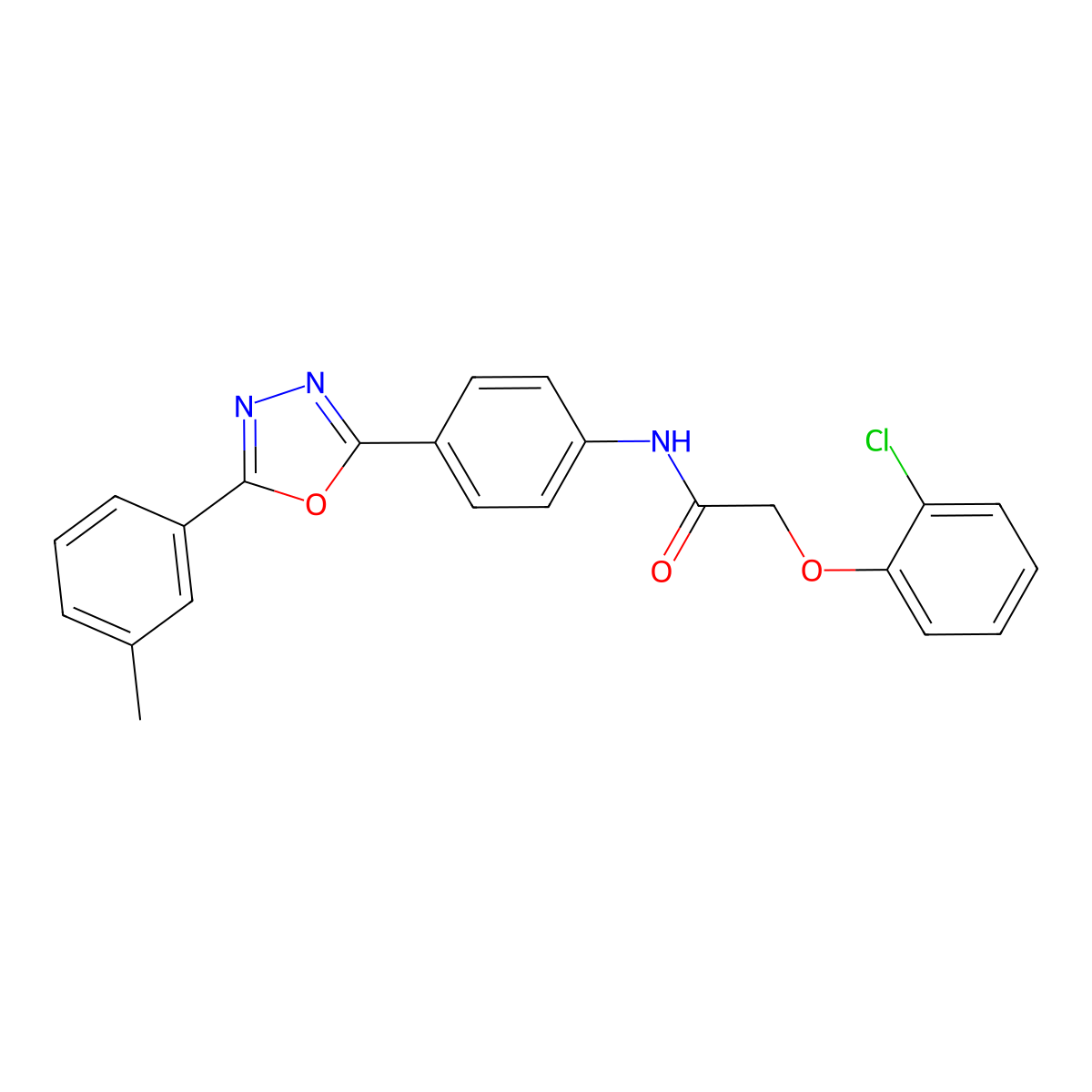 2-(2-chlorophenoxy)-N-[4-[5-(3-methylphenyl)-1,3,4-oxadiazol-2-yl]phenyl]acetamide molecular structure, CAS 831242-35-4