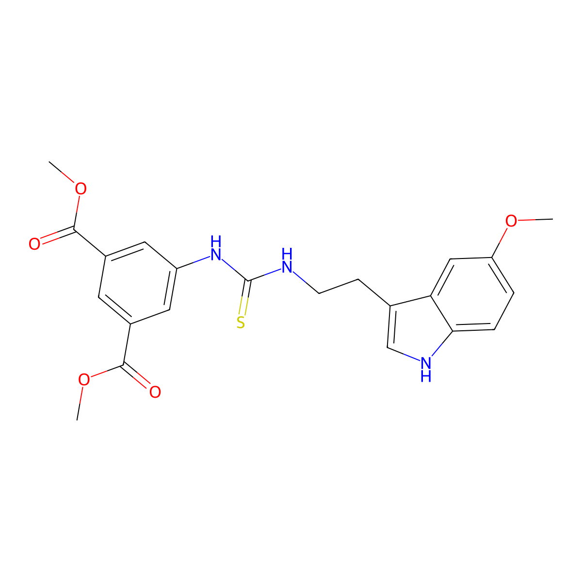dimethyl 5-({[2-(5-methoxy-1H-indol-3-yl)ethyl]carbamothioyl}amino)benzene-1,3-dicarboxylate molecular structure, CAS 831242-44-5