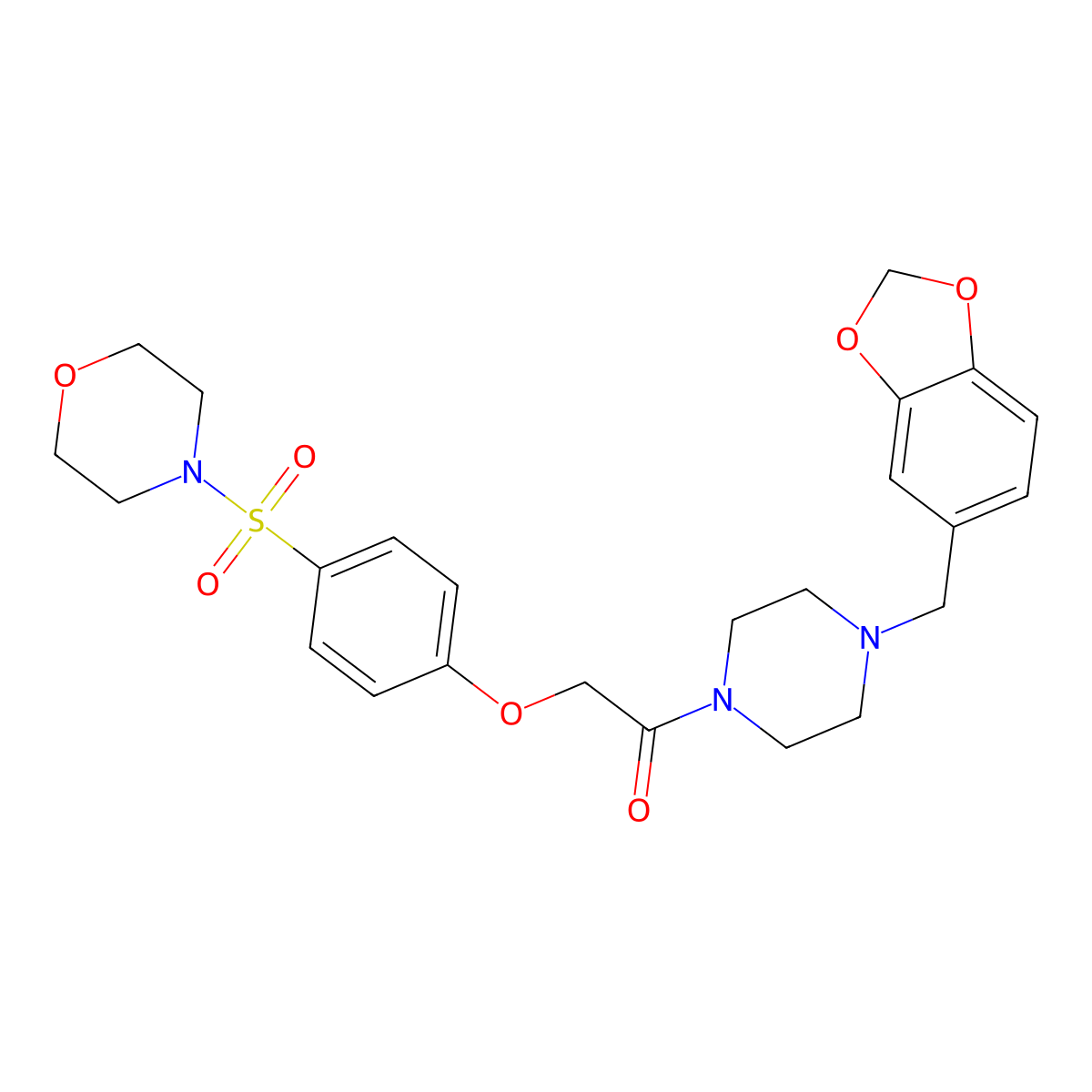 1-[4-(1,3-Benzodioxol-5-ylmethyl)piperazin-1-yl]-2-(4-morpholin-4-ylsulfonylphenoxy)ethanone molecular structure, CAS 831242-51-4