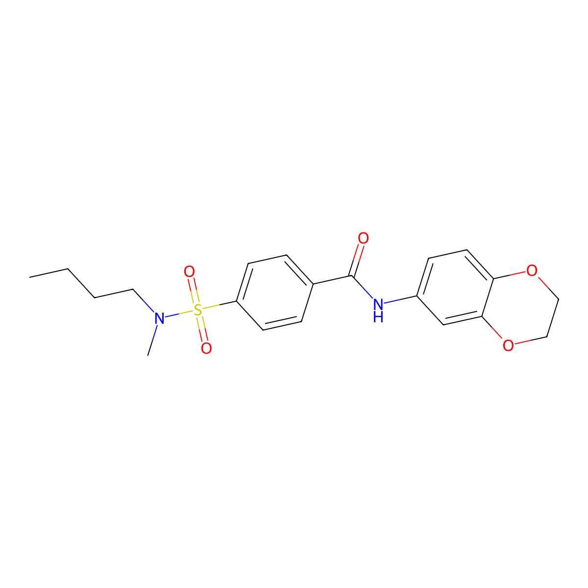 4-[butyl(methyl)sulfamoyl]-N-(2,3-dihydro-1,4-benzodioxin-6-yl)benzamide molecular structure, CAS 831242-64-9