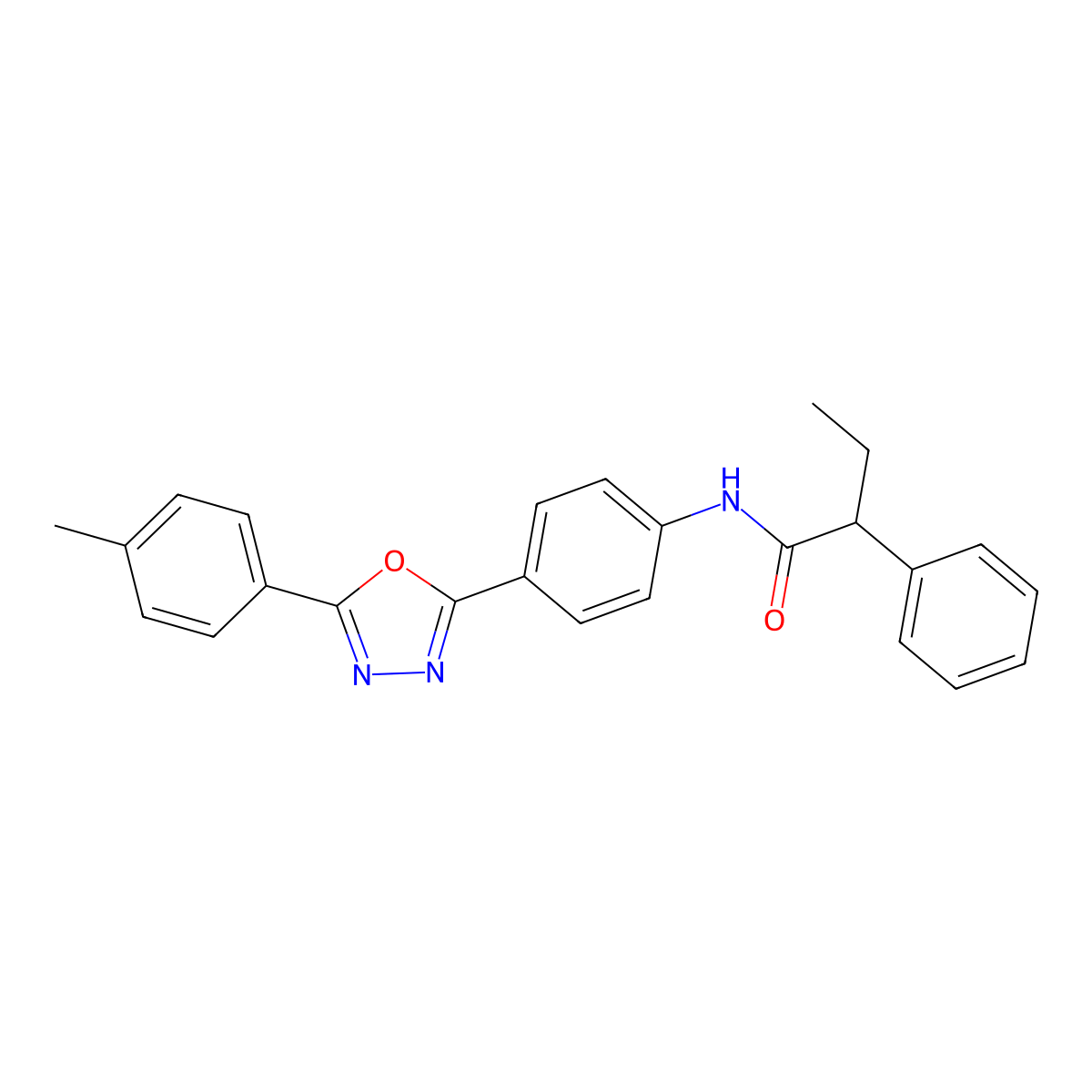 N-[4-[5-(4-methylphenyl)-1,3,4-oxadiazol-2-yl]phenyl]-2-phenylbutanamide molecular structure, CAS 831242-65-0