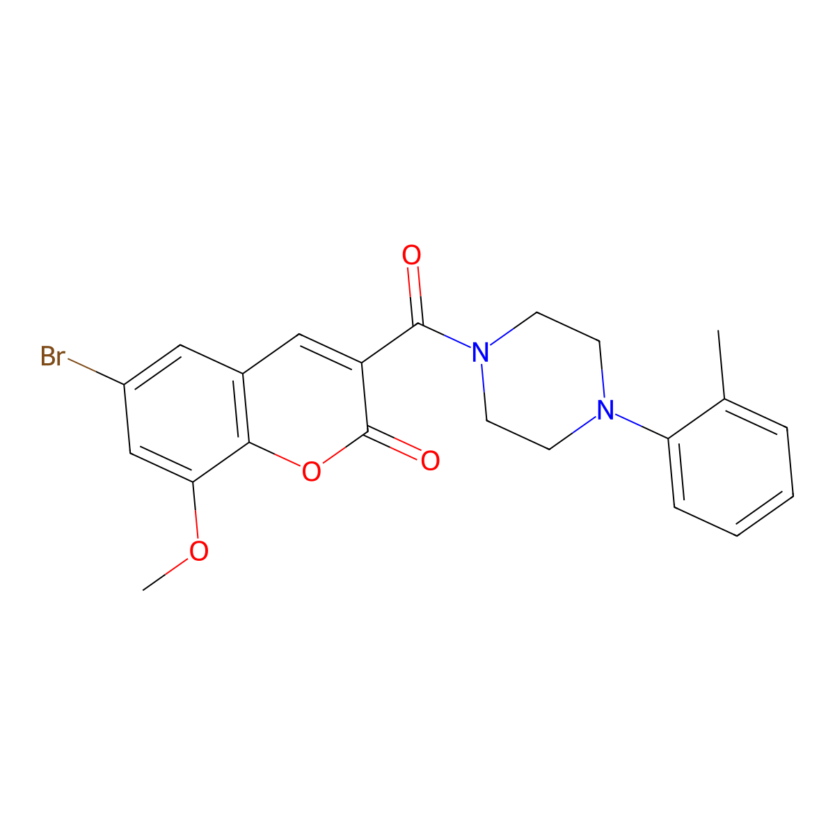 6-Bromo-8-methoxy-3-[4-(2-methylphenyl)piperazine-1-carbonyl]chromen-2-one molecular structure, CAS 831242-66-1
