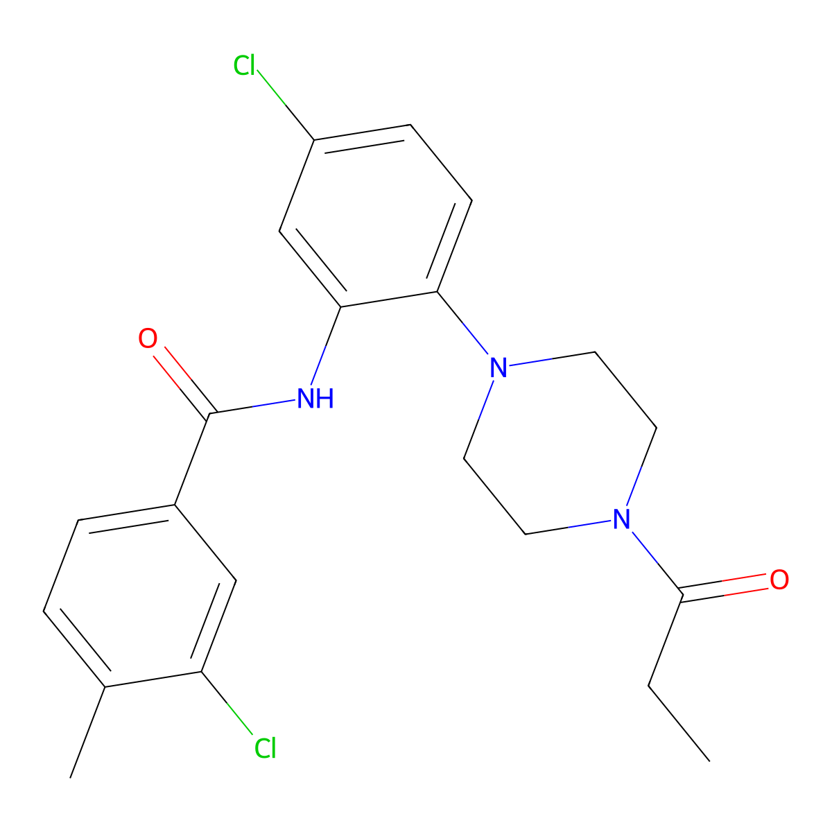 3-chloro-N-[5-chloro-2-(4-propanoylpiperazin-1-yl)phenyl]-4-methylbenzamide molecular structure, CAS 831242-69-4